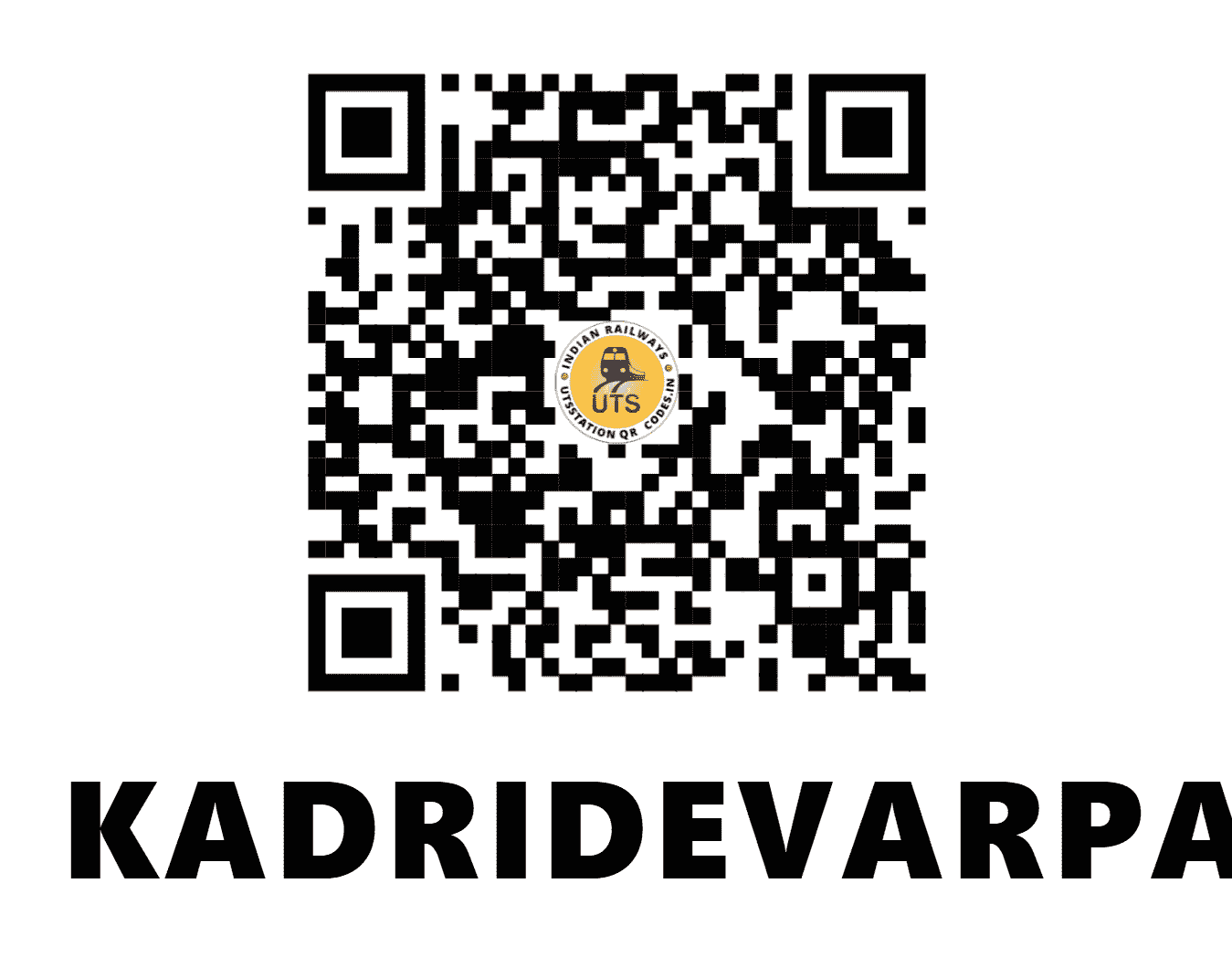 UTS QR Code for KADRIDEVARPALLI - KRYP (SW - ANDHRA PRADESH)